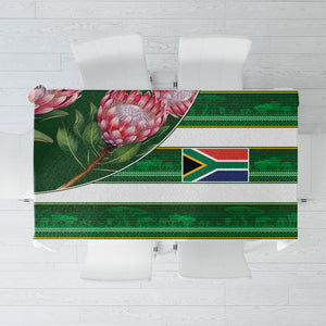 South Africa Football Tablecloth King Protea with African Heritage Stripes Style