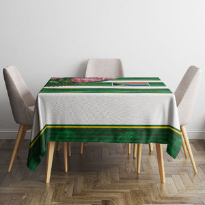 South Africa Football Tablecloth King Protea with African Heritage Stripes Style