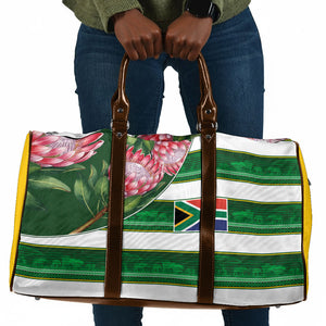 South Africa Football Travel Bag King Protea with African Heritage Stripes Style
