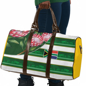 South Africa Football Travel Bag King Protea with African Heritage Stripes Style