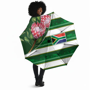 South Africa Football Umbrella King Protea with African Heritage Stripes Style