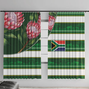 South Africa Football Window Curtain King Protea with African Heritage Stripes Style