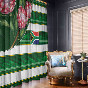 South Africa Football Window Curtain King Protea with African Heritage Stripes Style
