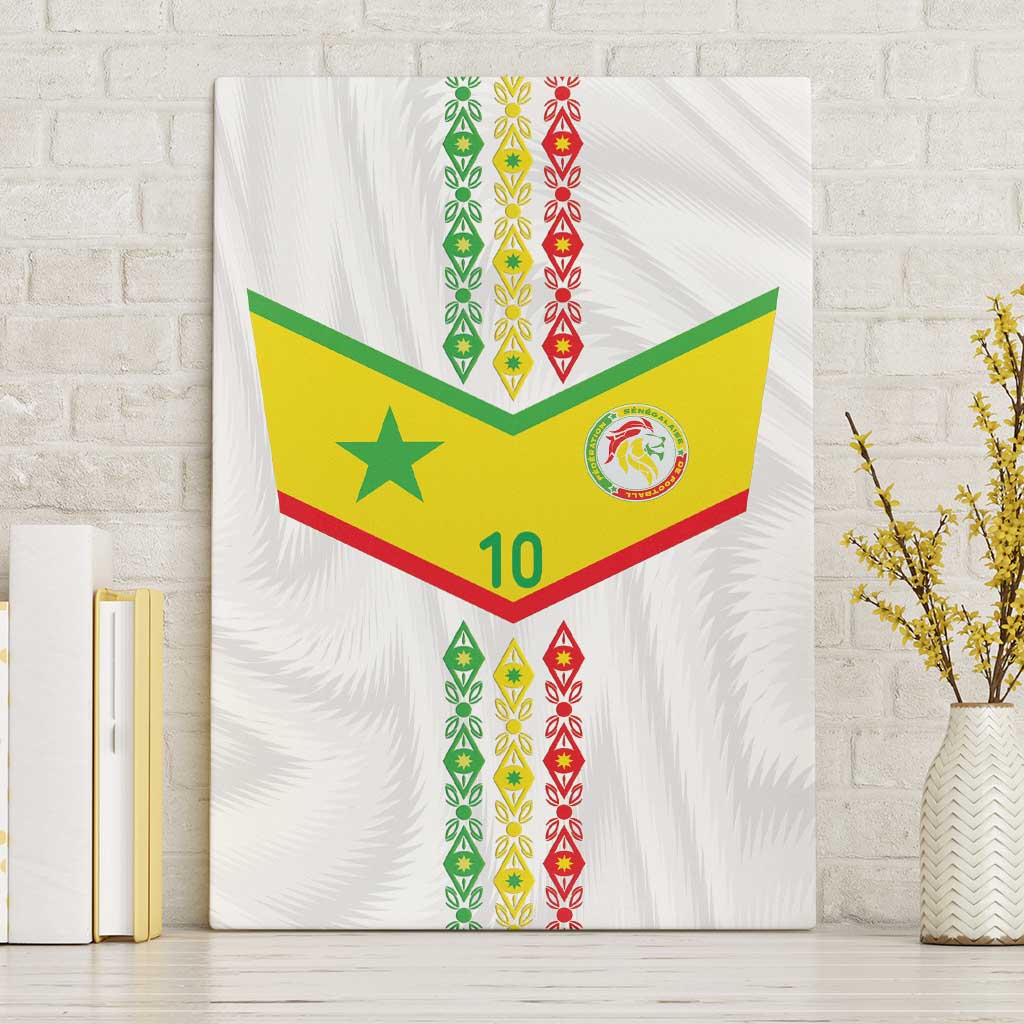 Custom Senegal Football Canvas Wall Art Tricolor African Stripes Motif Sporty Style - African Pride
