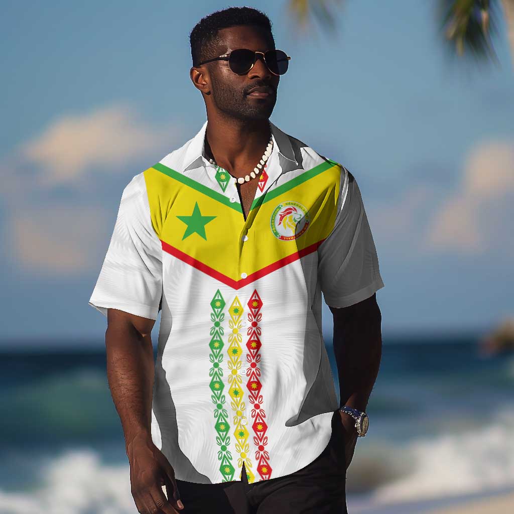 Custom Senegal Football Hawaiian Shirt Tricolor African Stripes Motif Sporty Style - African Pride