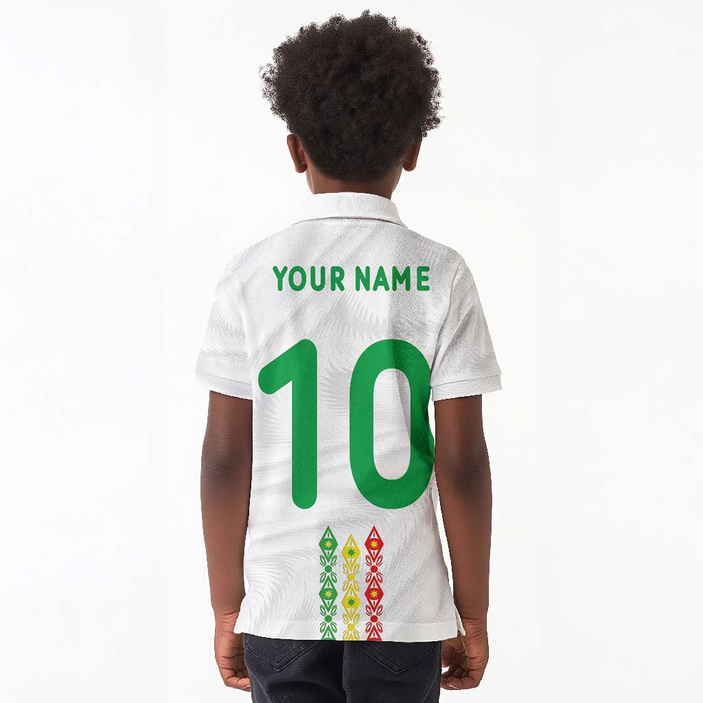 Custom Senegal Football Kid Polo Shirt Tricolor African Stripes Motif Sporty Style - African Pride
