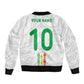 Custom Senegal Football Sleeve Zip Bomber Jacket Tricolor African Stripes Motif Sporty Style - African Pride