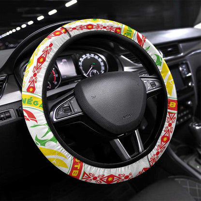 Senegal Football Steering Wheel Cover Tricolor African Stripes Motif Sporty Style - African Pride