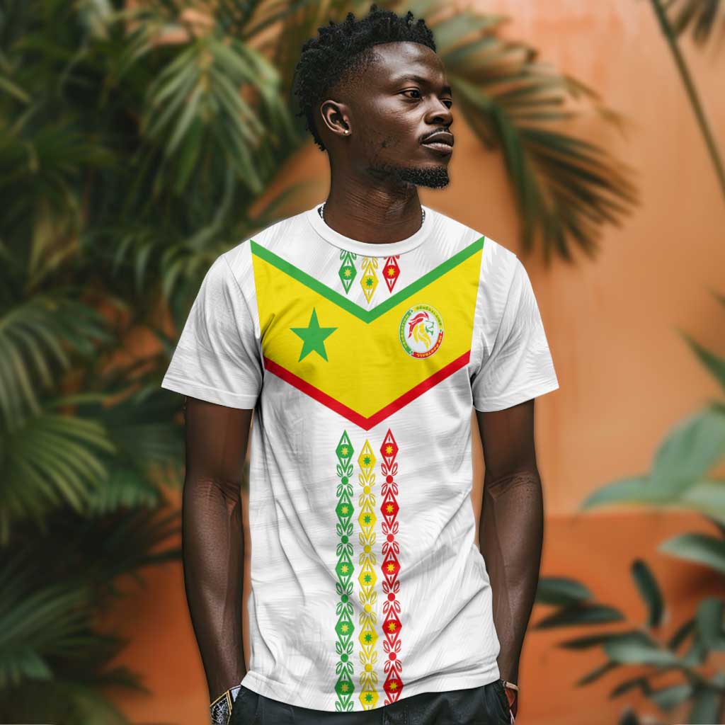 Custom Senegal Football T shirt Tricolor African Stripes Motif Sporty Style - African Pride