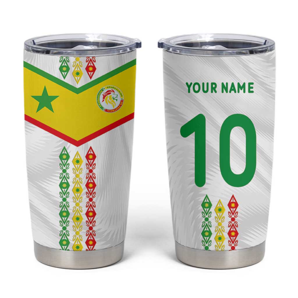 Custom Senegal Football Tumbler Cup Tricolor African Stripes Motif Sporty Style - African Pride
