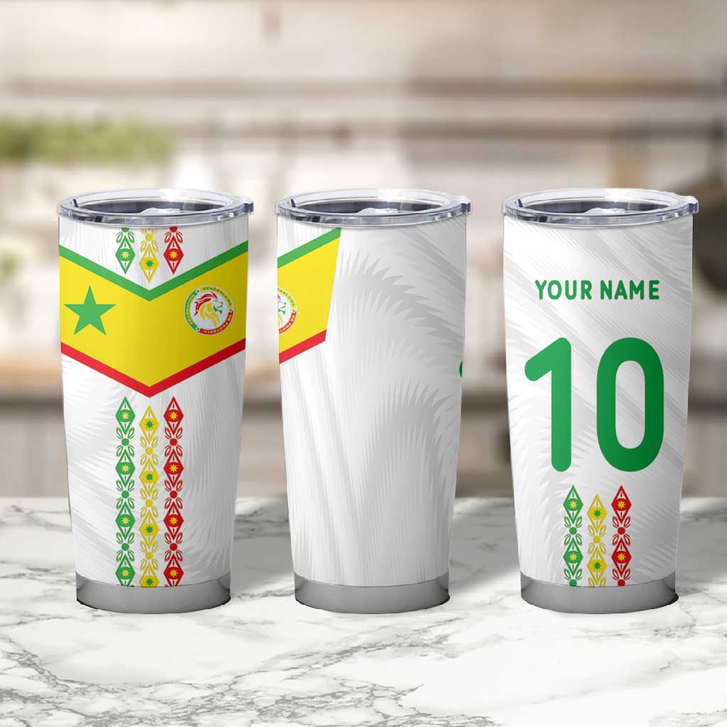 Custom Senegal Football Tumbler Cup Tricolor African Stripes Motif Sporty Style - African Pride