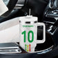 Custom Senegal Football Tumbler With Handle Tricolor African Stripes Motif Sporty Style - African Pride