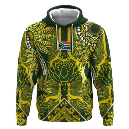 South Africa Rugby Custom Hoodie Springbok with King Protea Inspired by African Heritage