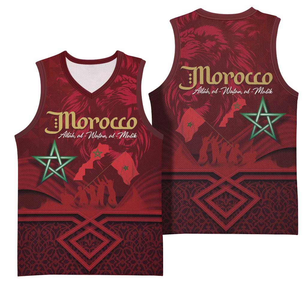 Happy Proclamation of Independence of Morocco Basketball Jersey Barbary Lion's Roar - Fight for Free and Peace LT03