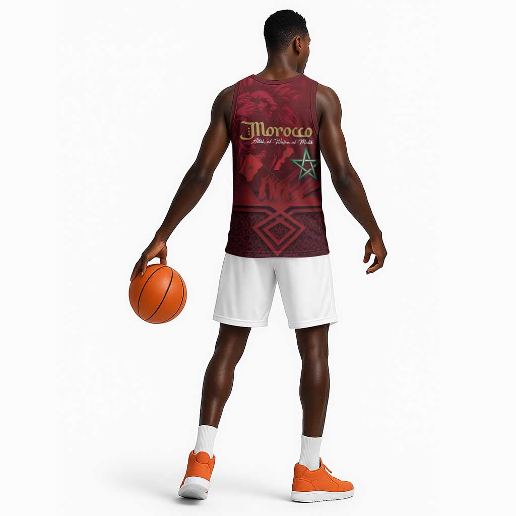 Happy Proclamation of Independence of Morocco Basketball Jersey Barbary Lion's Roar - Fight for Free and Peace LT03