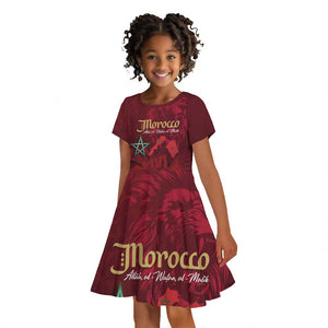 Happy Proclamation of Independence of Morocco Kid Short Sleeve Dress Barbary Lion's Roar - Fight for Free and Peace