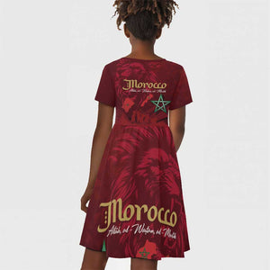 Happy Proclamation of Independence of Morocco Kid Short Sleeve Dress Barbary Lion's Roar - Fight for Free and Peace