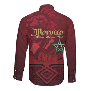 Happy Proclamation of Independence of Morocco Long Sleeve Button Shirt Barbary Lion's Roar - Fight for Free and Peace