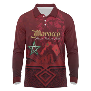 Happy Proclamation of Independence of Morocco Long Sleeve Polo Shirt Barbary Lion's Roar - Fight for Free and Peace