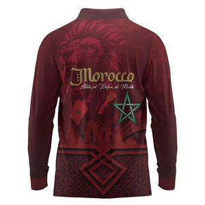 Happy Proclamation of Independence of Morocco Long Sleeve Polo Shirt Barbary Lion's Roar - Fight for Free and Peace