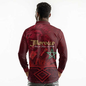 Happy Proclamation of Independence of Morocco Long Sleeve Polo Shirt Barbary Lion's Roar - Fight for Free and Peace