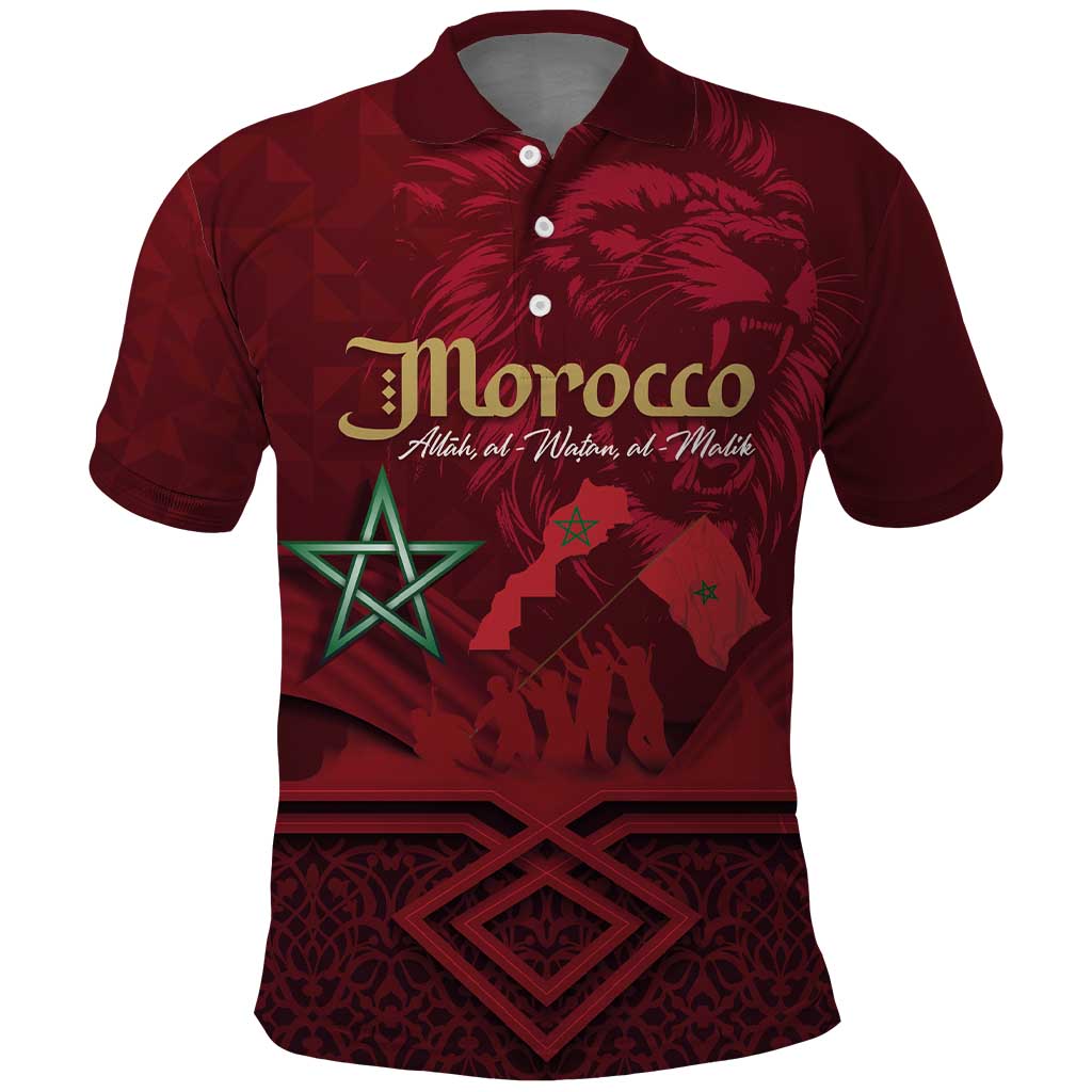 Happy Proclamation of Independence of Morocco Polo Shirt Barbary Lion's Roar - Fight for Free and Peace