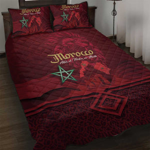 Happy Proclamation of Independence of Morocco Quilt Bed Set Barbary Lion's Roar - Fight for Free and Peace