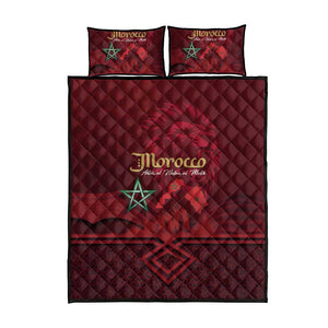 Happy Proclamation of Independence of Morocco Quilt Bed Set Barbary Lion's Roar - Fight for Free and Peace