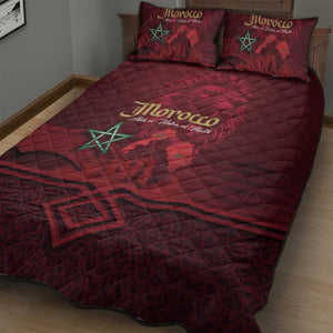 Happy Proclamation of Independence of Morocco Quilt Bed Set Barbary Lion's Roar - Fight for Free and Peace