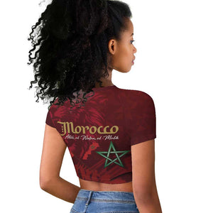 Happy Proclamation of Independence of Morocco Raglan Cropped T shirt Barbary Lion's Roar - Fight for Free and Peace