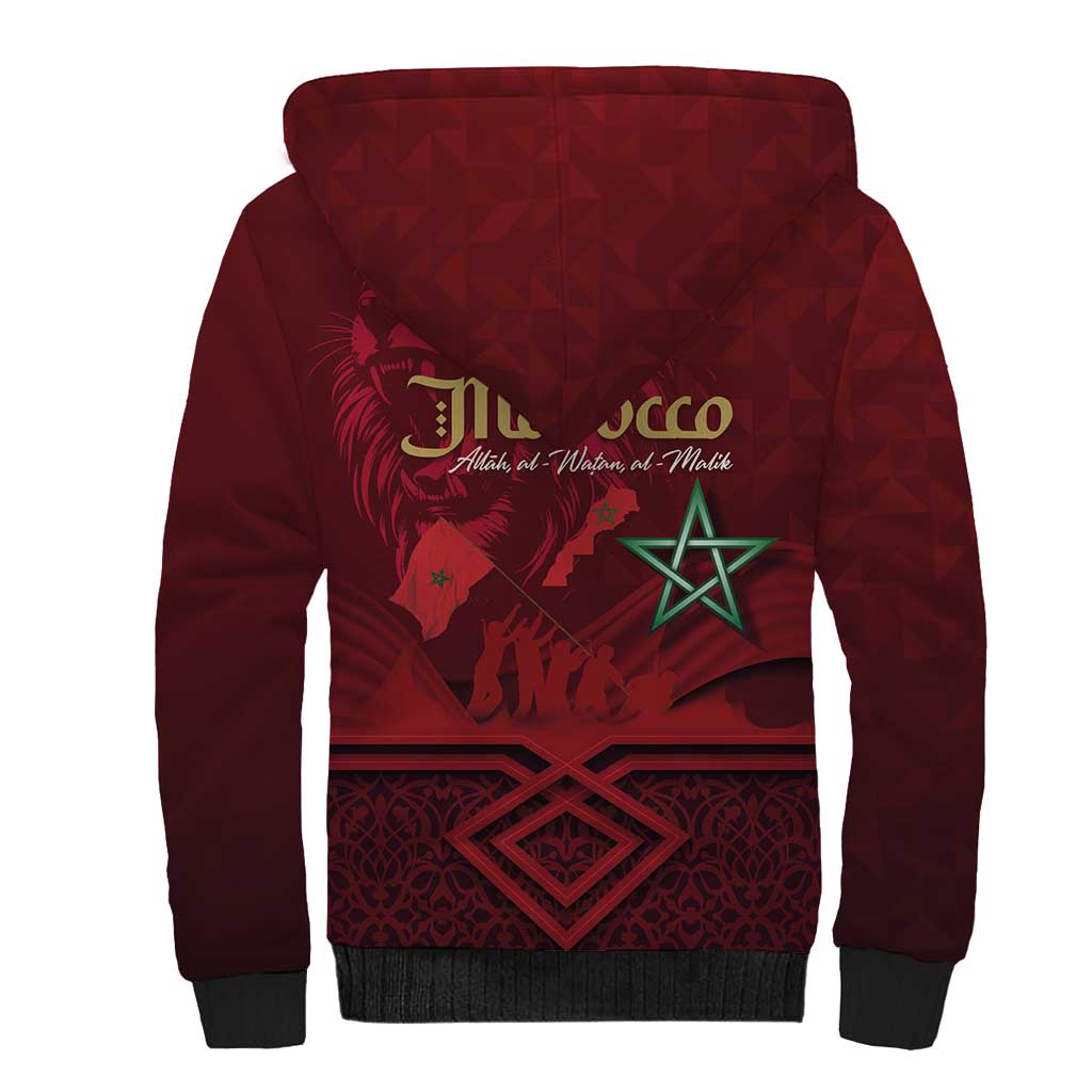 Happy Proclamation of Independence of Morocco Sherpa Hoodie Barbary Lion's Roar - Fight for Free and Peace