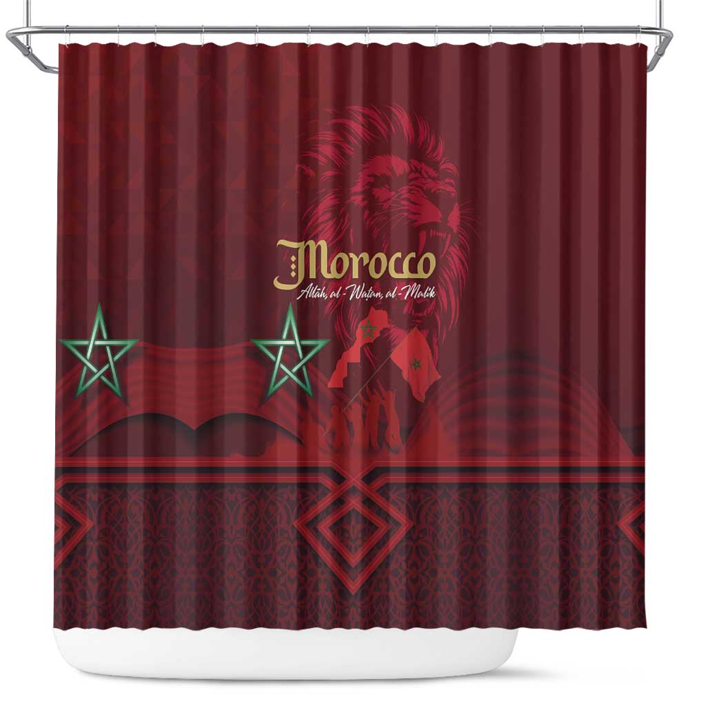 Happy Proclamation of Independence of Morocco Shower Curtain Barbary Lion's Roar - Fight for Free and Peace