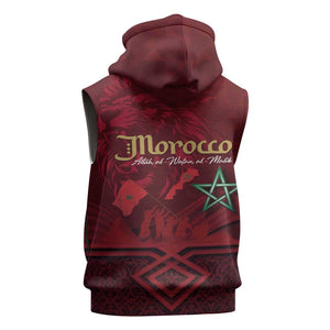 Happy Proclamation of Independence of Morocco Sleeveless Hoodie Barbary Lion's Roar - Fight for Free and Peace - African Pride