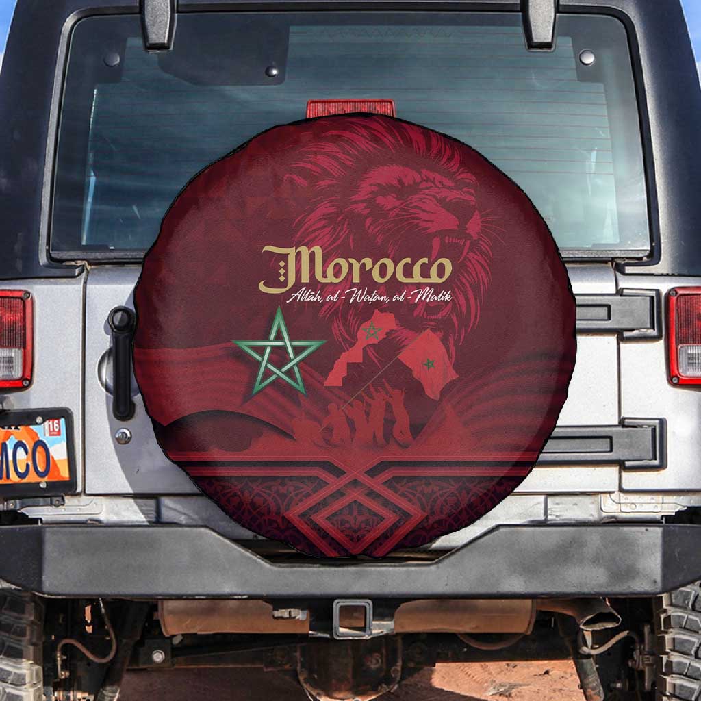 Happy Proclamation of Independence of Morocco Spare Tire Cover Barbary Lion's Roar - Fight for Free and Peace