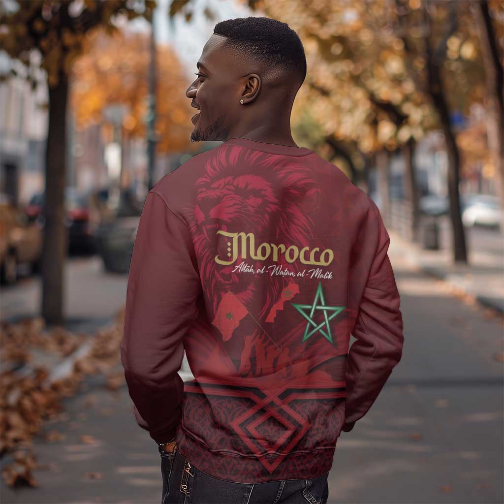 Happy Proclamation of Independence of Morocco Sweatshirt Barbary Lion's Roar - Fight for Free and Peace