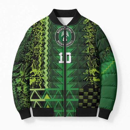 Custom Nigeria Football Bomber Puffer Jacket The Naija-Tribal Sporty Style - African Pride