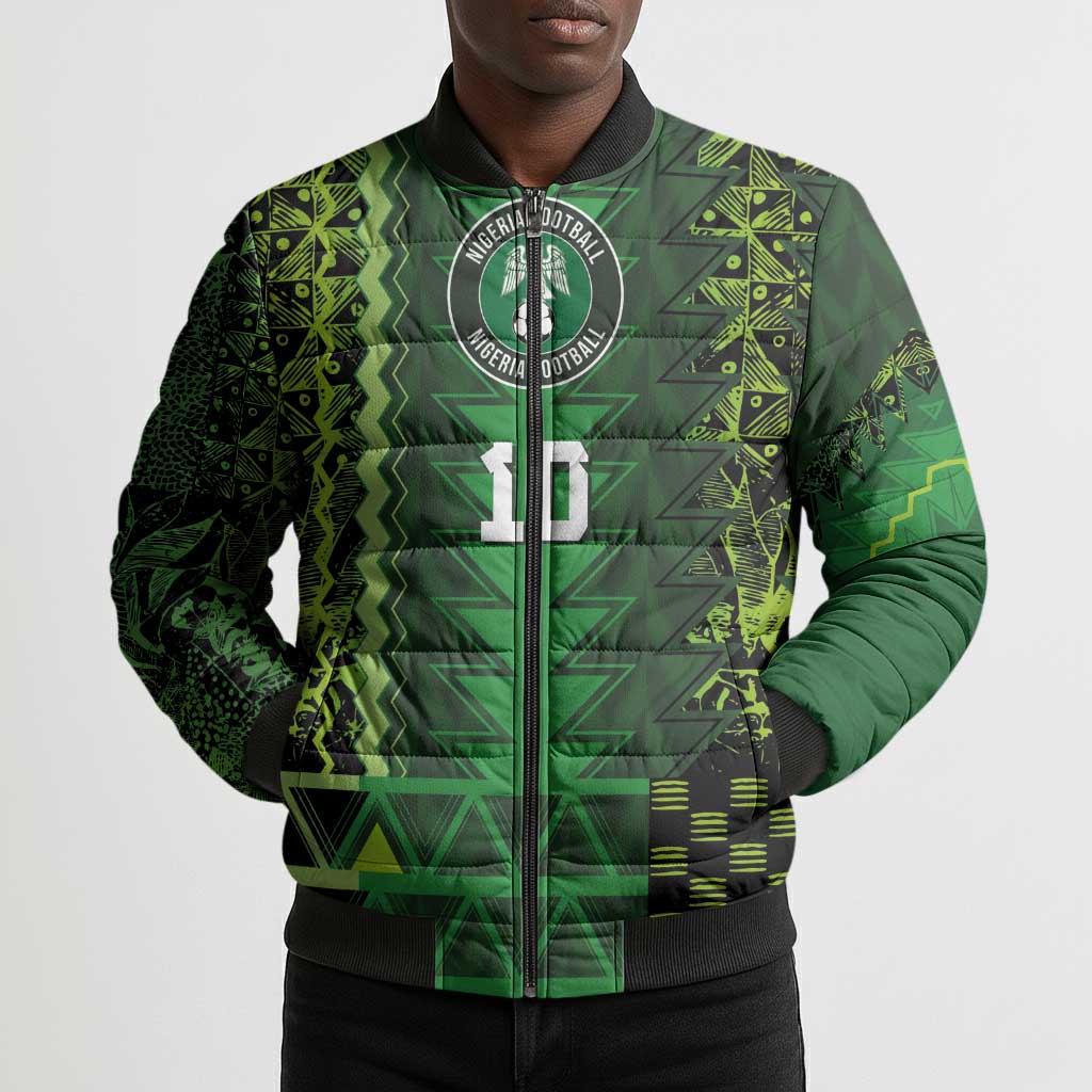 Custom Nigeria Football Bomber Puffer Jacket The Naija-Tribal Sporty Style - African Pride