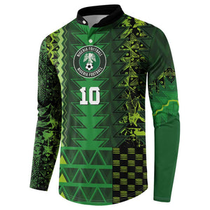 Custom Nigeria Football Button Sweatshirt The Naija-Tribal Sporty Style