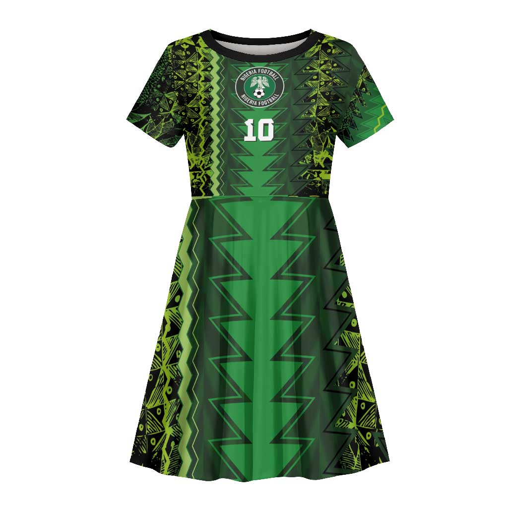 Custom Nigeria Football Kid Short Sleeve Dress The Naija-Tribal Sporty Style - African Pride