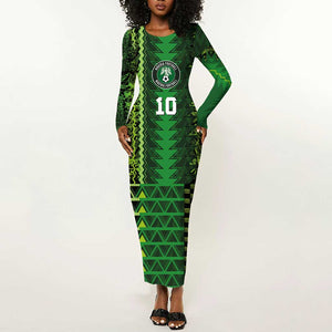 Custom Nigeria Football Long Sleeve Bodycon Dress The Naija-Tribal Sporty Style - African Pride