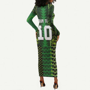 Custom Nigeria Football Long Sleeve Bodycon Dress The Naija-Tribal Sporty Style - African Pride