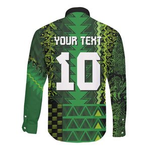 Custom Nigeria Football Long Sleeve Button Shirt The Naija-Tribal Sporty Style - African Pride