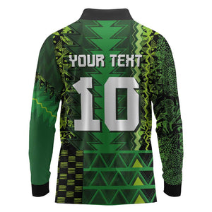 Custom Nigeria Football Long Sleeve Polo Shirt The Naija-Tribal Sporty Style - African Pride