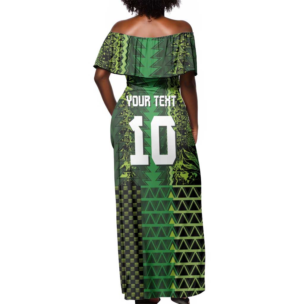 Custom Nigeria Football Off Shoulder Maxi Dress The Naija-Tribal Sporty Style - African Pride
