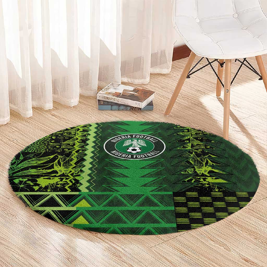 Nigeria Football Round Carpet The Naija-Tribal Sporty Style - African Pride