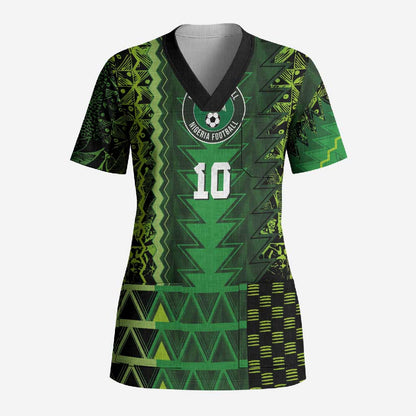 Custom Nigeria Football Scrub Top The Naija-Tribal Sporty Style - African Pride