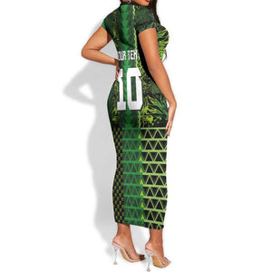 Custom Nigeria Football Short Sleeve Bodycon Dress The Naija-Tribal Sporty Style - African Pride