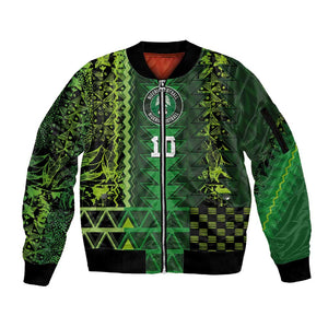 Custom Nigeria Football Sleeve Zip Bomber Jacket The Naija-Tribal Sporty Style - African Pride