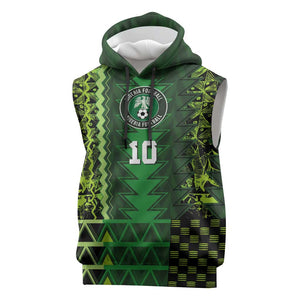 Custom Nigeria Football Sleeveless Hoodie The Naija-Tribal Sporty Style - African Pride