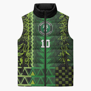 Custom Nigeria Football Sleeveless Puffer Jacket The Naija-Tribal Sporty Style - African Pride